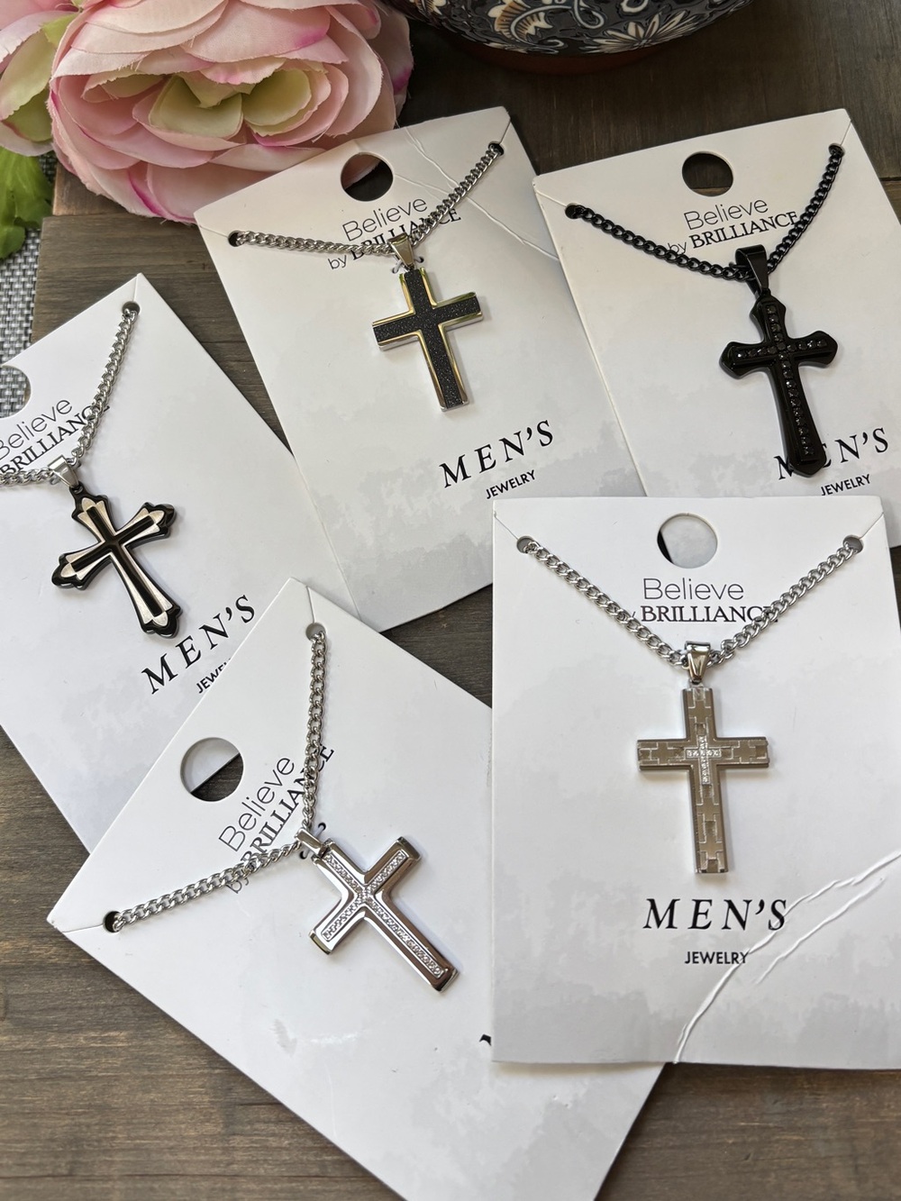 Believe by Brilliance Men's Cross Necklaces NWT (set of 5)